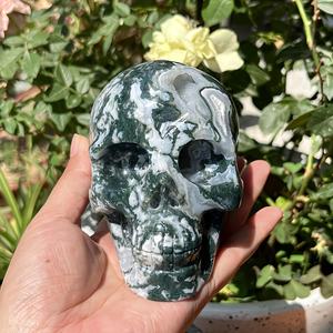 Calaveras de Cristal Talladas de Ágata Musgosa Natural al por Mayor para Decoración del Hogar y Regalos - Product Image 6