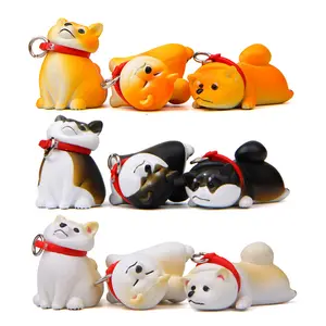 Leuke Cartoon Kleurrijke Originaliteit Kinderen Warm Leven Hond Shiba Inu Model Taart Decoratie Gift Dier Figuur