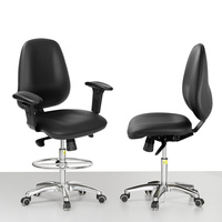 Chaise de laboratoire antistatique ESD en cuir PU J99F, pivotante et basculante, pour atelier sans poussière, usage scolaire et en entrepôt