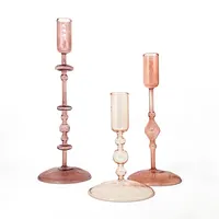 Suporte de Vela de cristal de Casamento Colorido Taper Castiçais de Decoração Para Casa De Vidro Decorativo Candlestick Presente Conjunto De 3 Colured