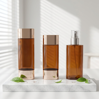 Bouteilles à pompe ovales plates en PET transparent brillant, couleur personnalisée, avec logo sur mesure pour emballage cosmétique et soins de la peau, vente en gros