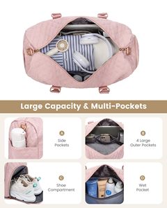 Grand sac de voyage avec trousse de toilette, sac de sport, sac de plage, sac de maternité, sac d'hôpital, sac de nuit avec poche humide séparée - Product Image 3
