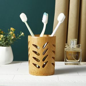 Porte-brosse à dents multifonctionnel en bambou creux pour accessoires de salle de bain - Product Image 4