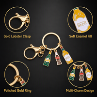 Porte-clés personnalisé pour bouteille de boisson, en alliage de zinc, impression UV, plaqué or, émail, pendentif Cola Bière Citron Soda, fermoir mousqueton, cadeau OEM
