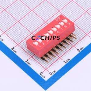 DA-09-R DIP Switch Through hole Component (THT) Switch 9-Bit 2.54mm Red - Product Image 1