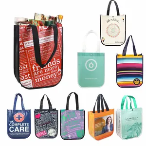 Hot Foldable Curved Corners Tote PP Non Woven Shopping Bag With LOGO Recycled Laminated Packing Tote Bag Non Woven Shopping Bag