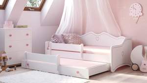 Lit enfant moderne design blanc <span class=keywords><strong>EMMA</strong></span> 160x80 avec fonction escamotable 2 matelas 2 cadres & canapé-lit à <span class=keywords><strong>lattes</strong></span> en bois - Product Image 2