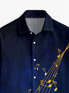<span class=keywords><strong>Camicia</strong></span> da uomo <span class=keywords><strong>blu</strong></span> in raso a maniche lunghe con stampa note musicali, elegante, casual, formale, abbottonata, traspirante, taglia XL, con cappuccio, a tema musicale - Product Image 5