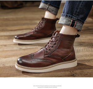 Stivaletti da <span class=keywords><strong>Uomo</strong></span> in Vera Pelle Scamosciata Stile Brogue con Lacci Impermeabili <span class=keywords><strong>Scarpe</strong></span> Casual per Matrimoni all'Aperto - Product Image 5