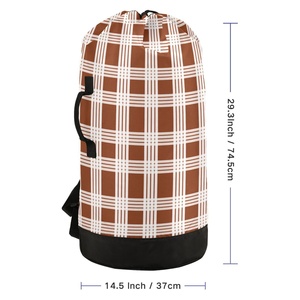 101L Custom Print <b>Brown</b> Palaka Design Large Dirty Clothes Hawaii Laundry <b>Backpack</b> Bag Drawstring Closure Laundry Bag for College - Product Image 3