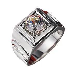 Falso sinete pedra personalizada jóias de prata anéis de diamante homens