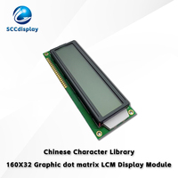 Écran LCD monochrome COB 16032 SCCdisplay, écran d'affichage JXD16032A FSTN positif, bibliothèque de caractères chinois, module LCM 160X32 ST7920