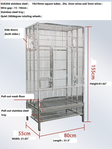 Grote Papegaaienkooi Roestvrijstalen Papegaaienkooi - Product Image 4