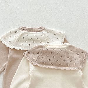 Combinaison en tricot ajouré de style coréen pour bébé Angou, col à volants, <span class=keywords><strong>pull</strong></span>-over, barboteuse en coton pour <span class=keywords><strong>fille</strong></span> - Product Image 5