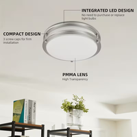 Lampu Plafon LED Cincin Ganda 13 Inci 36W, Terdaftar ETL, 5CCT Dapat Dipilih, Dapat Disesuaikan, Hemat Energi, Penerangan Dalam Ruangan
