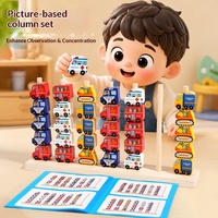 Juego de Columnas de Madera, Juego Educativo Temprano para Niños, Bloques de Apilamiento, Juguetes de Aprendizaje para Niños, Montessori 3 en 1, Juguete de Enhebrado