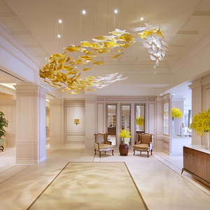 Lámpara de Techo Colgante Decorativa de Cristal Artístico de Lujo Personalizada para Edificios de Hoteles con Control Remoto - Product Image 1