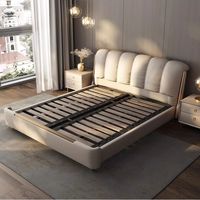 Ensemble cadre de lit King Size minimaliste moderne et populaire Lit moderne de luxe Lit Queen en cuir souple pour meubles de chambre à coucher
