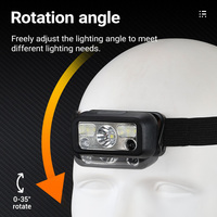 Promotion Lampe frontale LED rechargeable XPE rouge haute luminosité avec capteur, 8 modes de luminosité réglables