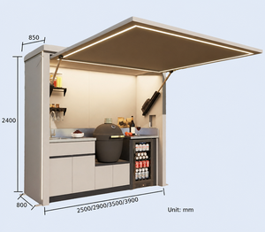 Pergola couverte pour cuisine extérieure avec four à pizza, barbecue <span class=keywords><strong>Kamado</strong></span>, plan de travail en granit, station de cuisson BBQ personnalisée pour villa côtière - Product Image 6