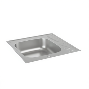 Évier de cuisine en acier inoxydable 23,6x23,6x6,1 pouces, cuve simple, à encastrer, design carré contemporain, surface polie - Product Image 1