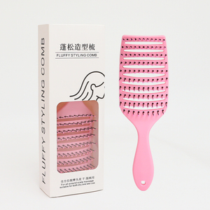 Peine de masaje personalizado colorido para mujer Cómodo Nylon suave con superficie esmerilada Mango de ABS Cepillo de pelo para desenredar - Product Image 1