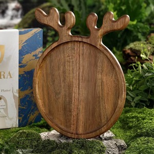 Plateau en bois en forme de bois de renne, couleur bois naturel, en bambou, pour servir des fruits et des en-cas, décoration de Noël, usage domestique - Product Image 4