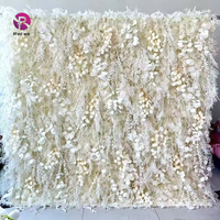 Mur de fleurs artificielles enroulable de 2,4 m, blanc et vert, pour toile de fond de cabine photo d'anniversaire et décoration murale