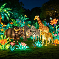 Maßgefertigte Große Outdoor-LED-Tierlaternen Handgefertigte Wasserdichte Zigong-Lichtfestival-Dekoration für Schulbeginn Ramadan Giraffe Löwe