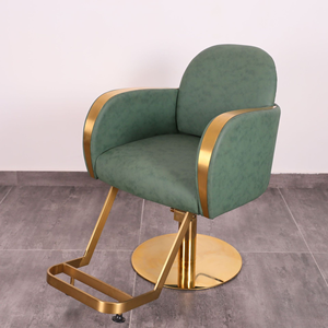 Chaise de coiffure Z Barber Supplies pour salon de coiffure, chaise de salon en métal doré et gris, mobilier de salon, chaise de coiffure hydraulique inclinable HT - Product Image 6