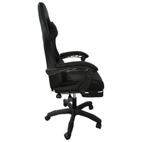 Chaise de jeu ergonomique tout noir réglable, chaise de bureau inclinable pour ordinateur, pivotante et basculante, capacité 150 kg, pour adulte