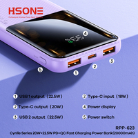 Batterie externe portable grande capacité 22,5 W 20000 mAh 10000 mAh à charge rapide avec support pour tous les téléphones mobiles, batterie Li-Polymère