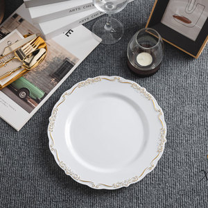 XUELI Stylish and Reusable <strong>Decorative</strong> Prints Plastic Plates Ideal for Wedding Receptions Ceremonies and Upscale <strong>Catering</strong> - Product Image 1