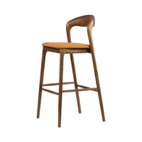 Tabourets de bar hauts en bois massif de conception du milieu du siècle Chaise de bar rétro de style nordique pour restaurant et maison pour la cuisine, le café et les loisirs