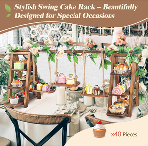 Plateau de service en bois écologique à 3 niveaux, ensemble de présentoir à dessert à double couche, étagère en bois massif pour plateaux de rangement - Product Image 3