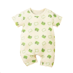 Body in cotone con stampa All-over a forma di rana da bambino Casual pagliaccetto a manica corta abbigliamento outdoor da bambino - Product Image 1