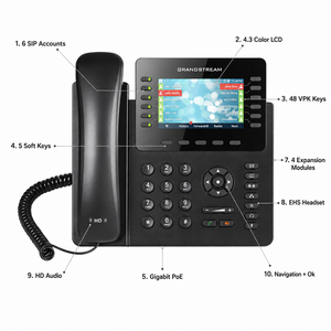 Telefono IP Aziendale Grandstream GXP2170 a 12 Linee, Display 4.3 Pollici, 48 <span class=keywords><strong>BLF</strong></span>, 160 Tasti, Conferenza a 5 Vie, Gigabit PoE, EHS VoIP - Product Image 3