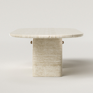 Tavolo da Pranzo Lungo in Travertino con Gambe a Cuscino in Pietra Massiccia Kumusi per Hotel e Ristoranti - Product Image 4