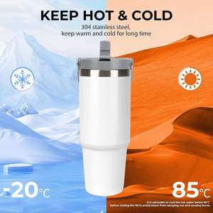 Taza de Café de Viaje de 30 oz con Logotipo Personalizado, Taza Térmica de Acero Inoxidable de 30 oz, Vaso con Pajita Abatible y Asa - Product Image 3