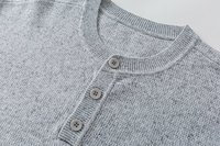 Herren Herbst Langarm Rundhals Henley Pullover mit Knopfleiste Strickpullover Lässig Große Größen Plus Size Oversized Relaxed Fit