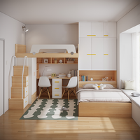 Cama Combinada Multifuncional Tipo Tatami para Niños, Camas Altas y Bajas, Literas Escalonadas, Ahorro de Espacio para Sala de Estar, Dormitorio, Hotel