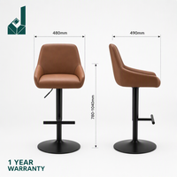 Tabouret de bar pivotant réglable en cuir avec accoudoirs, coussin en mousse à mémoire de forme, chaise de bureau pour bureau commercial, bar, hôtel