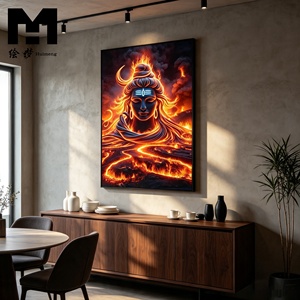 Tableau mural Shiva le Seigneur des flammes, peinture sur toile du dieu hindou Shiva, affiche religieuse encadrée, décoration intérieure pour cadeau de Mahashivratri - Product Image 2