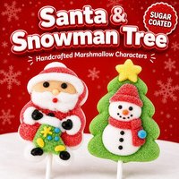 Kerstmis marshmallow lolly's in cartoonvorm, individueel verpakt snoepgoed voor groothandel en feestbenodigdheden