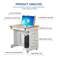 Bureau informatique inclinable, Plateforme multimédia pour enseignant, Bureau inclinable manuel, Table ergonomique inclinable, Personnalisable