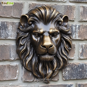 Arte Metálico para Pared, Escultura de Cabeza de León en Bronce, Decoración para <span class=keywords><strong>el</strong></span> Hogar, Adorno Colgante de Pared - Product Image 5