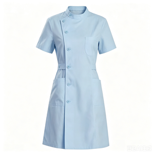 Robe d'infirmière à col mandarin et patte de boutonnage latérale, en coton infroissable, uniforme d'allaitement, blouse pour personnel de clinique <span class=keywords><strong>dentaire</strong></span> et esthétique, OEM - Product Image 3