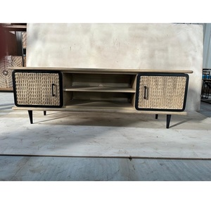 Premium Quality Natural <b>Storage</b> Nordic Style Sideboard Display Tv <b>Tool</b> Living Room Rattan Wood Cabinet Hot Selling Product - Product Image 1