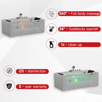 Bain à remous intérieur à contrôle intelligent Bain à jets de massage Bain à remous intérieur avec oreiller en PU blanc