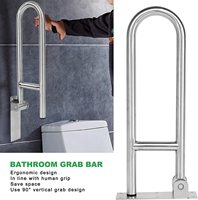 Barre d'appui de sécurité pliable en forme de U en acier inoxydable SUS 304 certifiée ISO9001 pour toilettes, pour personnes handicapées